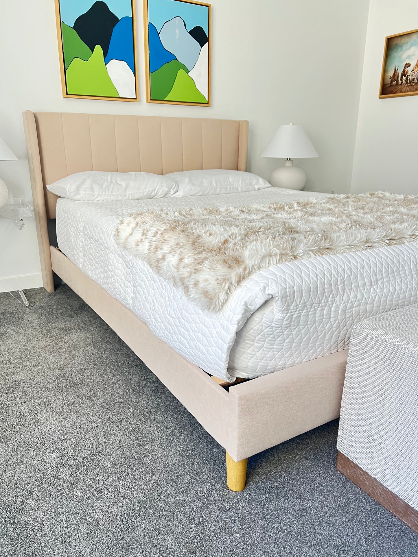 Full upholstered slat bed