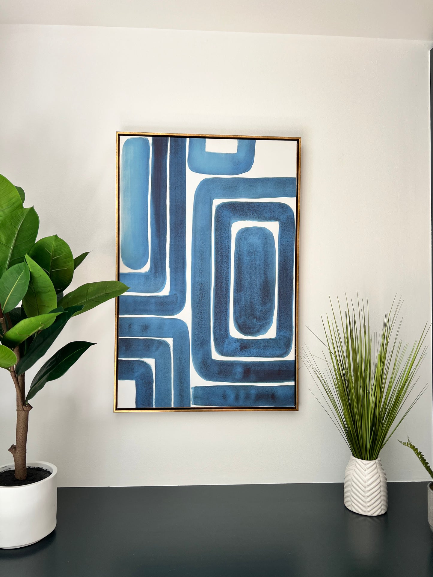 Blue Geometric Art Canvas