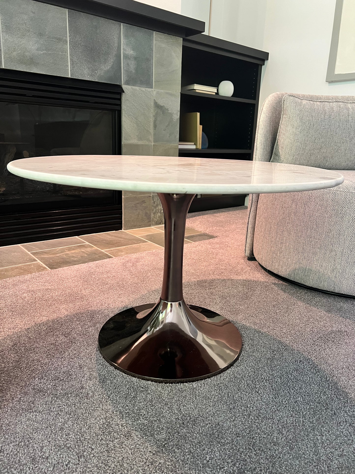 Marble top tulip coffee table