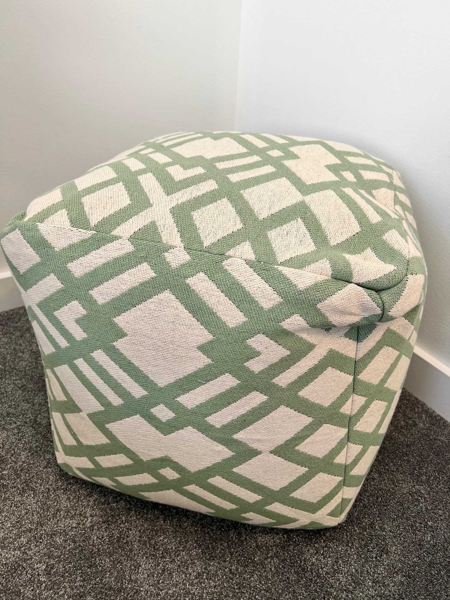 Green and white poof