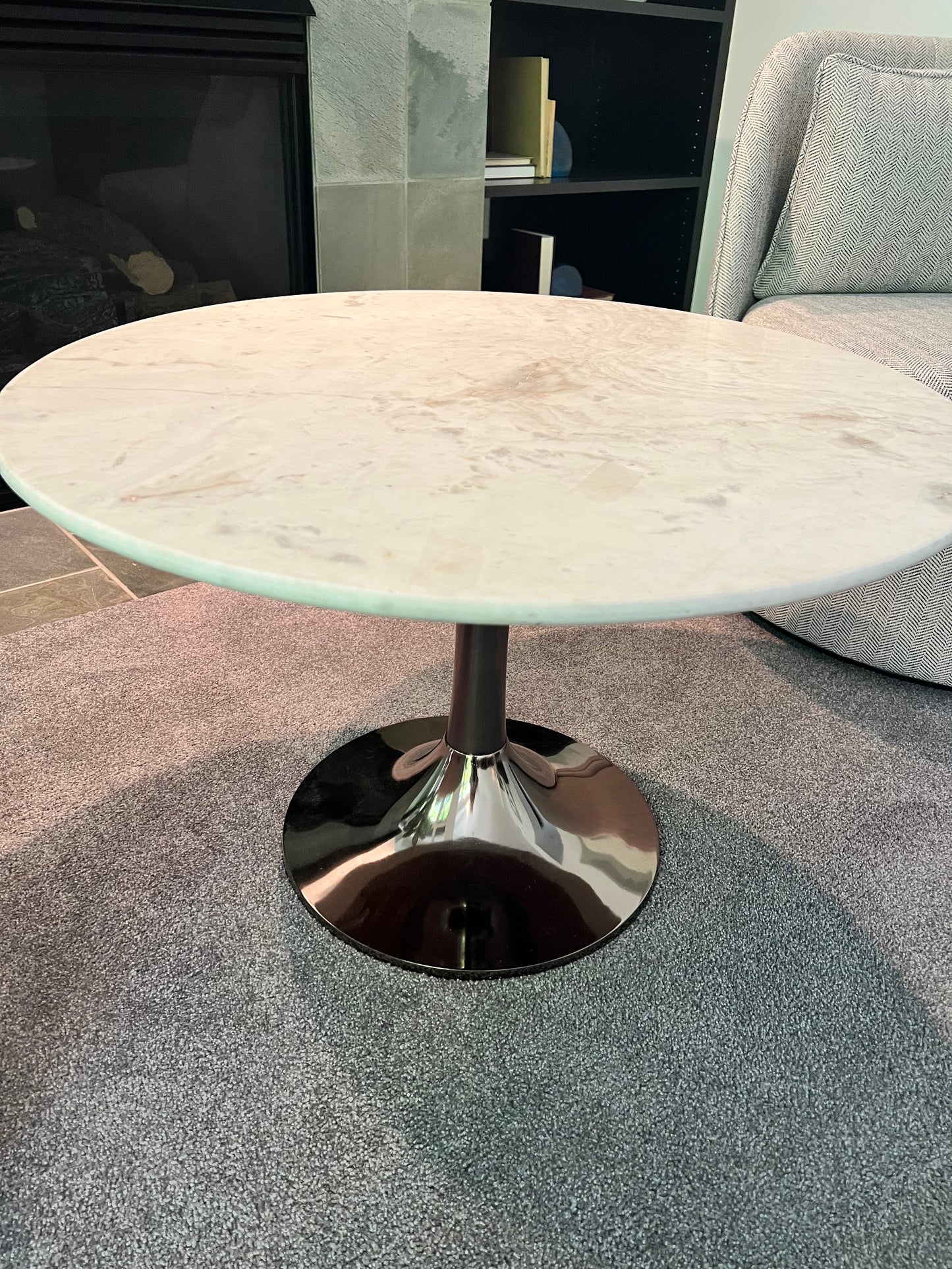Marble top tulip coffee table