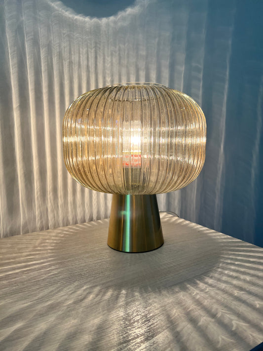 Brass base globe table lamp
