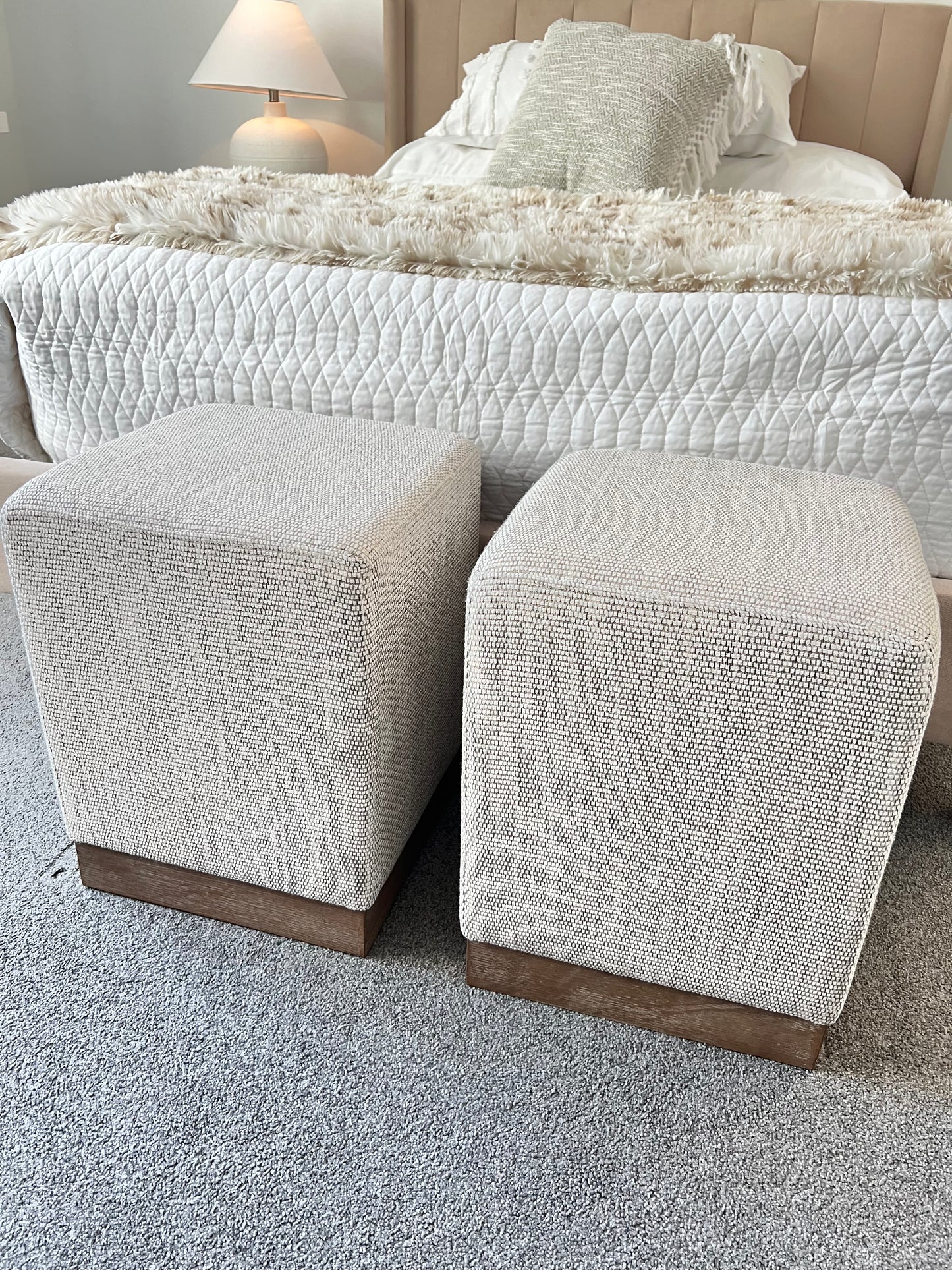 Upholstered cube ottoman
