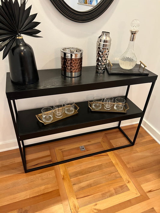 Console Table with Rectangular Wood Shelves